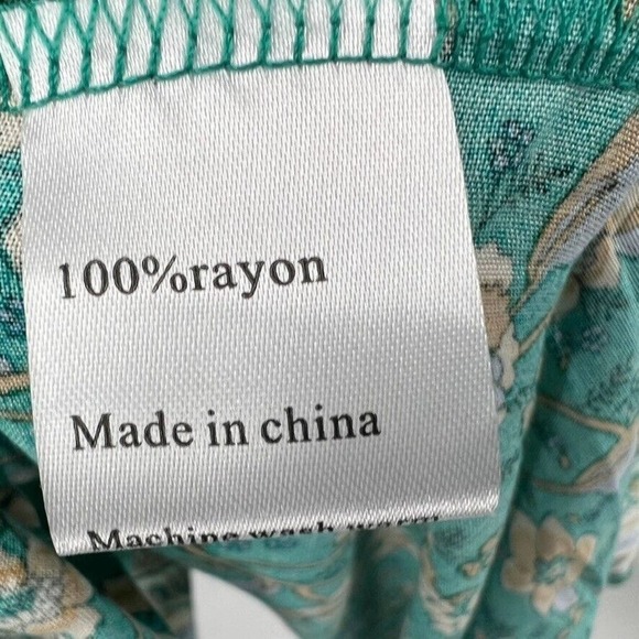 Salty Bright Womens 8 Green Floral Long Sleeve Ruffle Hem Wrap Dress Max… - Picture 8 of 9